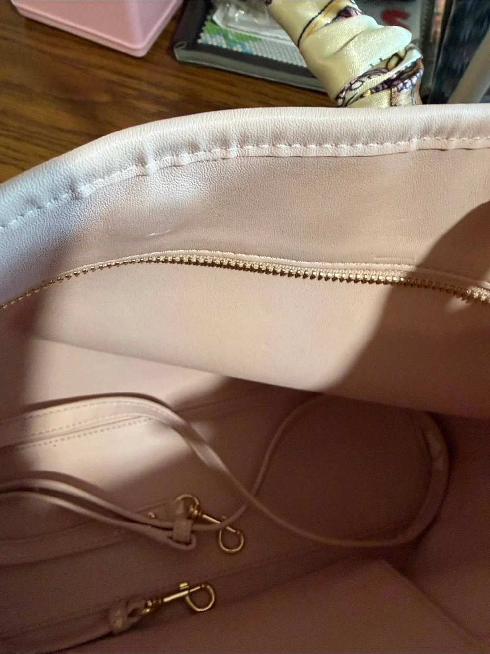 Tory Burch Pink and Navy Patterned Stripe Gemini Tote NWT